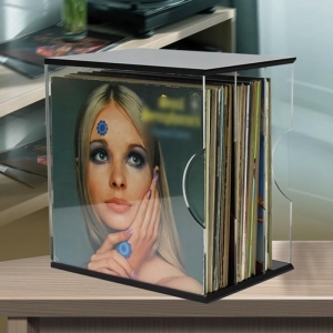 caixa de armazenamento de discos de vinil acrílico 