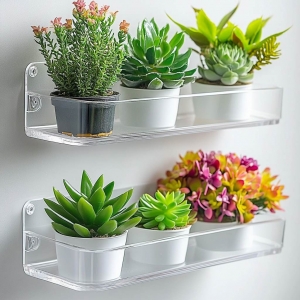 Prateleiras para plantas em caixas de janela acrílicas 