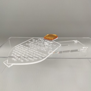 Cartão Chanukah Lucite Dreidel personalizado com base 
