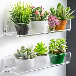 Prateleiras para plantas em caixas de janela acrílicas 