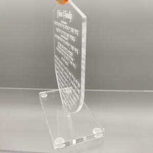 Cartão Chanukah Lucite Dreidel personalizado com base 