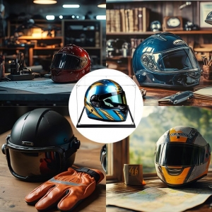 Vitrine de capacete acrílico grande retangular 