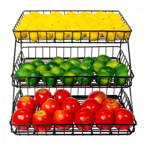 Suporte para cesta de frutas de metal com vários níveis