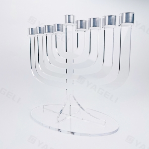 Destacável transparente 9 ramos Lucite Acrílico Chanukah Menorah 