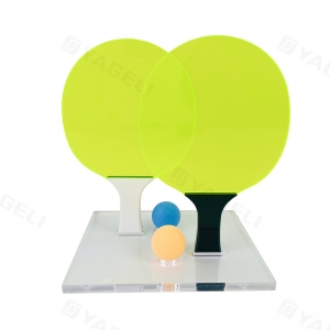 Conjunto de raquete de pingue-pongue em acrílico luxuoso personalizado neon com base 