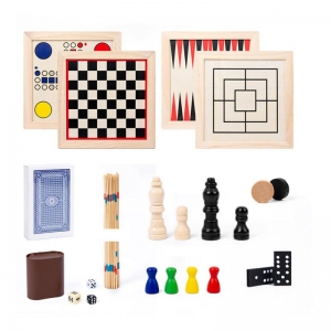 All-in-One Wooden Flying Chess Pick Stick Backgammon Xo Chess Game Set 