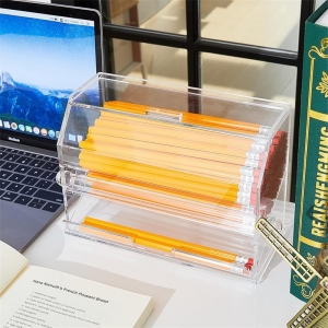 Caixa dispensadora de lápis em acrílico transparente YAGELI 