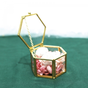 Caixa de joias de vidro hexagonal personalizada Yageli 