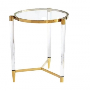 Estrutura de metal dourado e pés de acrílico para sala de estar