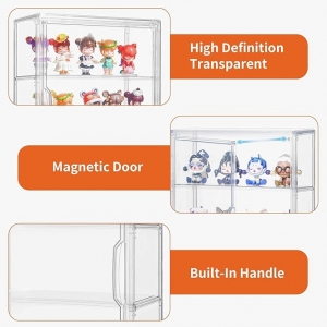 Vitrine de acrílico transparente com divisórias para armazenamento de estatuetas e itens colecionáveis 