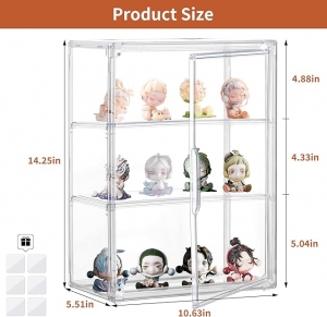 Vitrine de acrílico transparente com divisórias para armazenamento de estatuetas e itens colecionáveis 