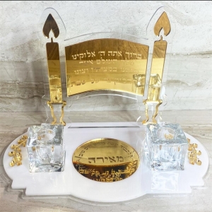 Bandeja porta-velas judaica de acrílico para acendimento de velas no sábado 