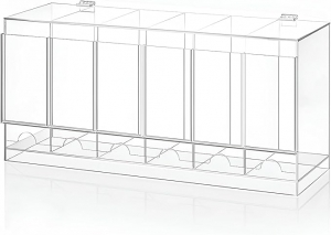 Dispensador de acrílico transparente para colecionáveis com 6 compartimentos 