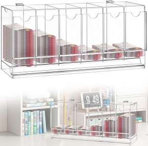 Dispensador de acrílico transparente para colecionáveis com 6 compartimentos 