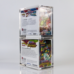 Estojo de acrílico empilhável para guardar boosters do Pokémon TCG. 