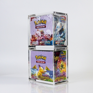 Estojo de acrílico empilhável para guardar boosters do Pokémon TCG.