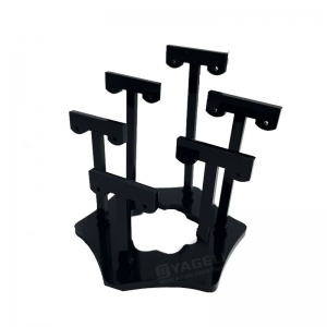 Suporte de exibição de joias de vários níveis em acrílico preto resistente a raios UV