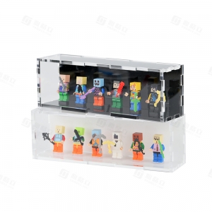 Suporte de exibição LEGO premium em acrílico preto e branco – Vitrine de colecionador com dupla camada e proteção UV 