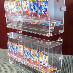 Dispensador empilhável de acrílico transparente para pacotes de booster de cartas colecionáveis com 6 compartimentos 