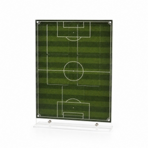 Moldura magnética de acrílico para exibição de cartas esportivas com fundo de campo de futebol 
