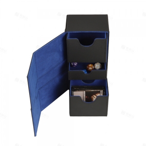 Caixa de baralho de couro PU YAGELI com suporte para dados 