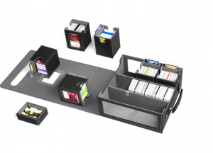 Caixa organizadora de cartas multifuncional de couro PU para armazenamento de cartas colecionáveis 