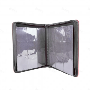 Fichário de cartas colecionáveis de couro PU preto com 9 bolsos 