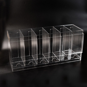 Dispensador de Pacotes Booster de Acrílico Transparente com 6 Compartimentos, Suporte Empilhável para Pacotes de Cartas Colecionáveis 