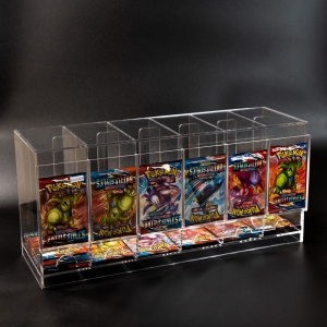 Dispensador de Pacotes Booster de Acrílico Transparente com 6 Compartimentos, Suporte Empilhável para Pacotes de Cartas Colecionáveis 