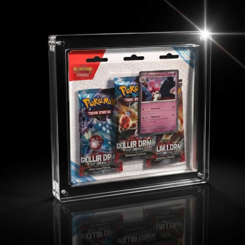 Estojo de acrílico premium para blister com 3 pacotes de Pokémon: proteção máxima para pacotes lacrados de TCG.